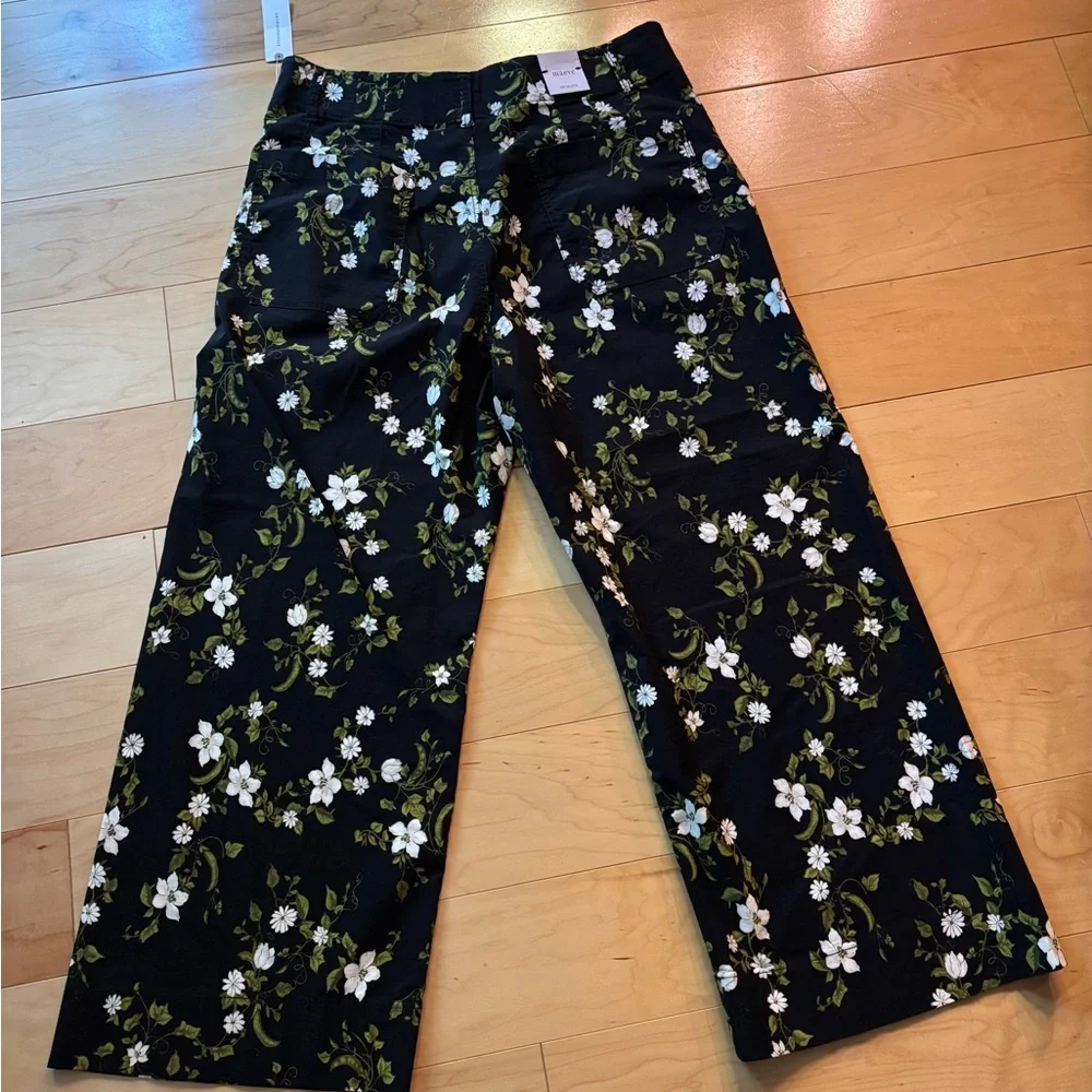 Maeve black Floral Cropped Pants size 34 NWT - Picture 2 of 7